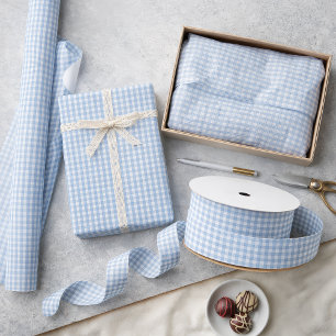 Mini Airy Blue Gingham Check Pattern Wrapping Paper