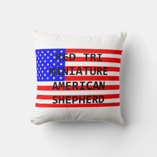 mini am shep name on flag red tri cushion