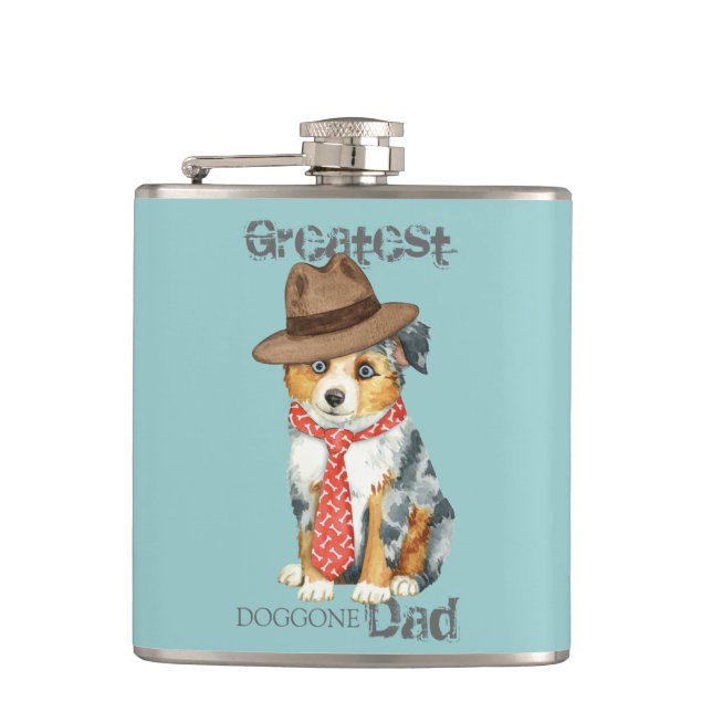 Mini American Shepherd Dad Hip Flask (Front)