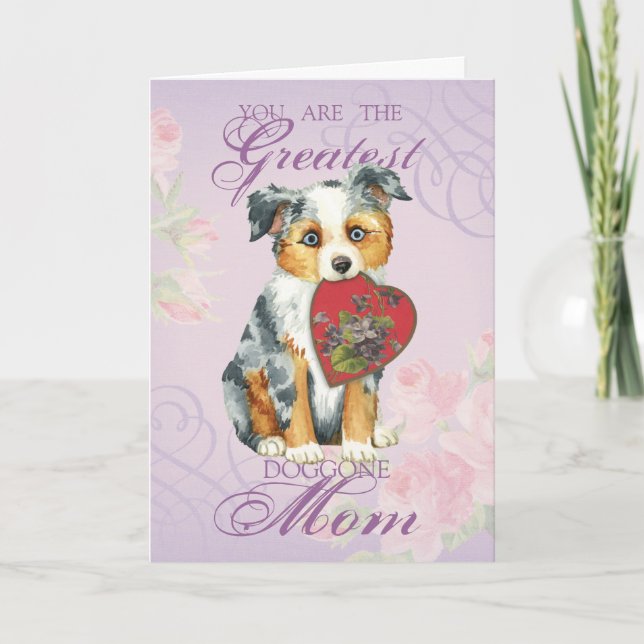 Mini American Shepherd Heart Mum Card (Front)