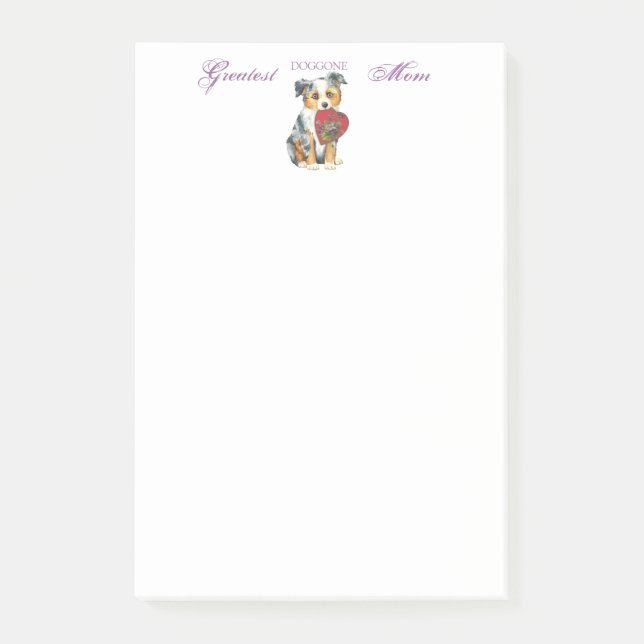 Mini American Shepherd Heart Mum Post-it Notes (Front)