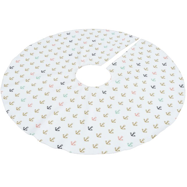 Mini Anchor Pattern Brushed Polyester Tree Skirt (Angled)