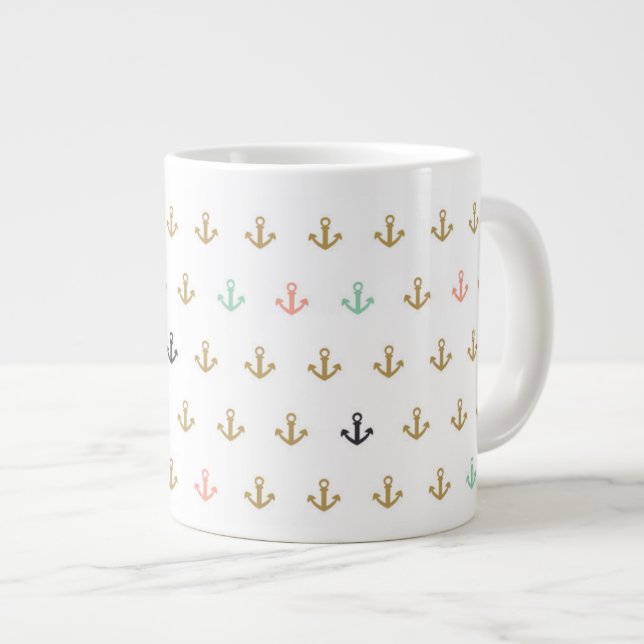 Mini Anchor Pattern Large Coffee Mug (Front Right)
