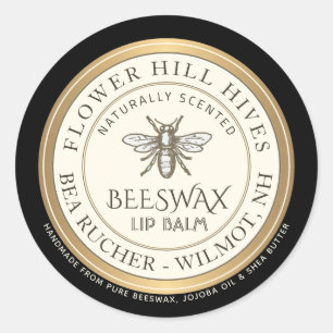 Mini Apiary Heraldic Bee Lip Balm or Candle Label