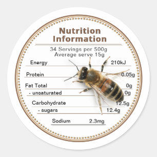 Mini AU Honey Nutrition Information label