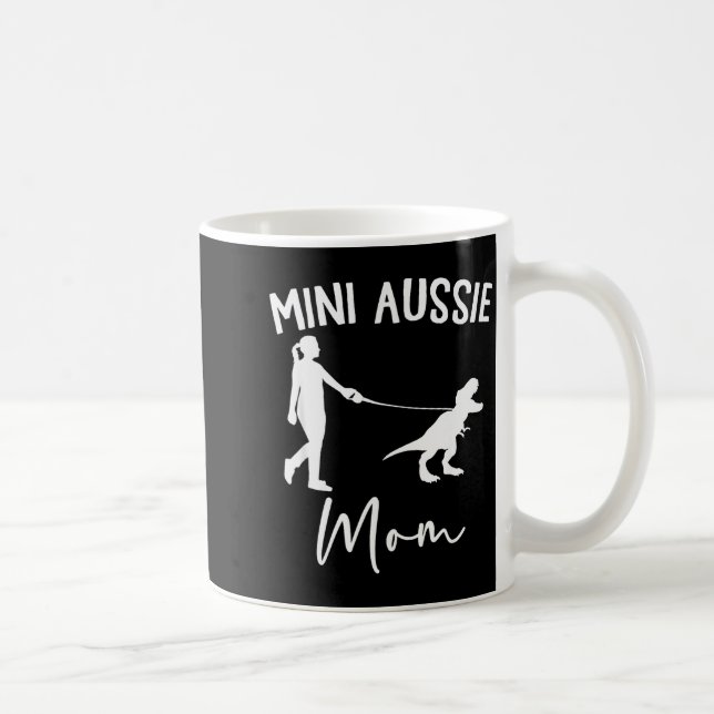Mini Aussie Mom Australian Shepherd Dog Dinosaur W Coffee Mug (Right)