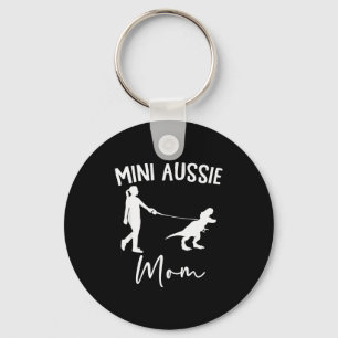 Mini Aussie Mom Australian Shepherd Dog Dinosaur W Key Ring