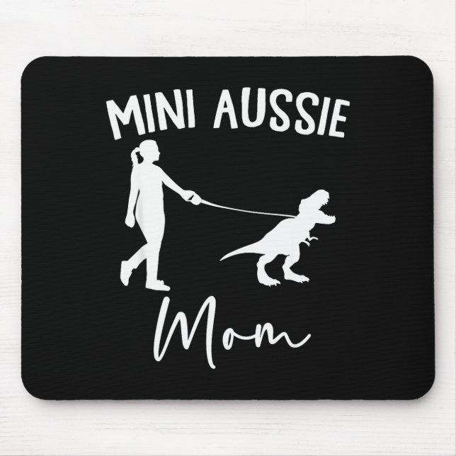 Mini Aussie Mom Australian Shepherd Dog Dinosaur W Mouse Mat (Front)