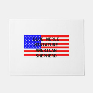 mini aussie name on flag blue merle doormat