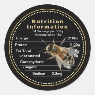 Mini Australia Honey Nutrition Information Bee Classic Round Sticker