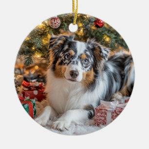 Mini Australian Shepherd Ceramic Tree Decoration