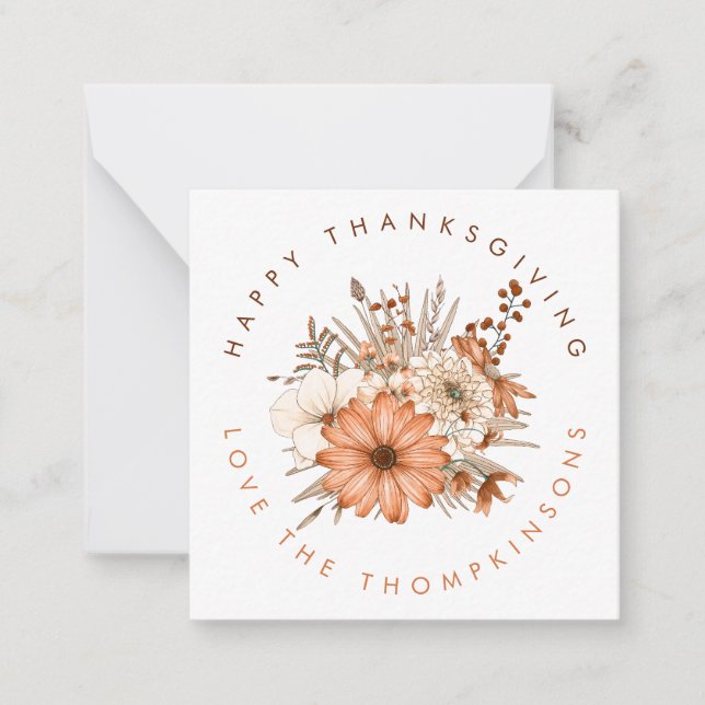 MINI Autumn Florals Foliage Happy Thanksgiving Card (Front)