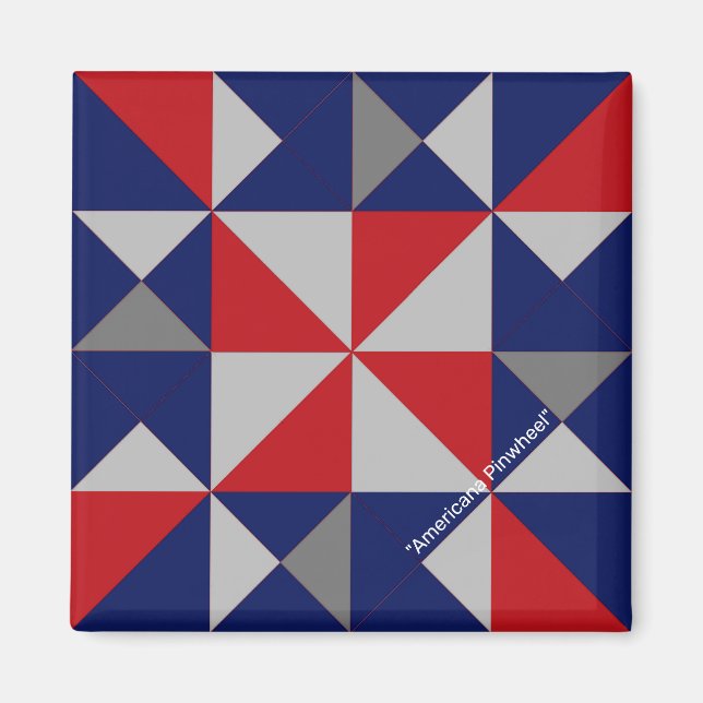 Mini Barn Quilt Americana Pinwheel Magnet (Front)