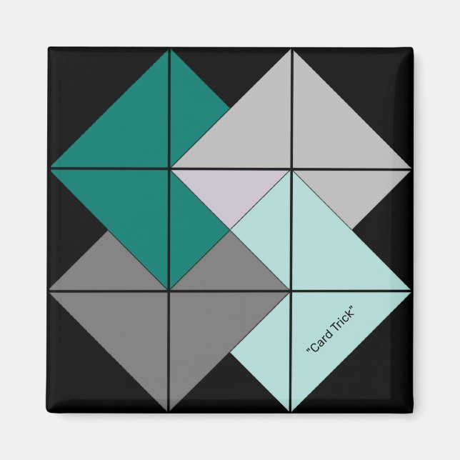 Mini Barn Quilt Card Trick Magnet (Front)