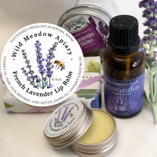 Mini Beeswax Lip Balm Container Lid Label Lavender