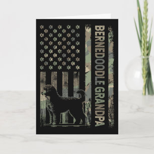 Mini Bernedoodle Grandpa Camo Usa Flag Fathers Day Card