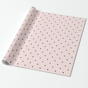 Mini Black & Blush Pink Polka Dots Pattern Wedding Wrapping Paper