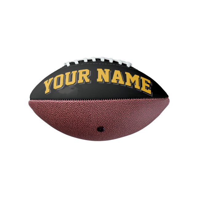 Mini BLACK GOLD AND CHARCOAL Personalised Football American Football (Rotated 270)