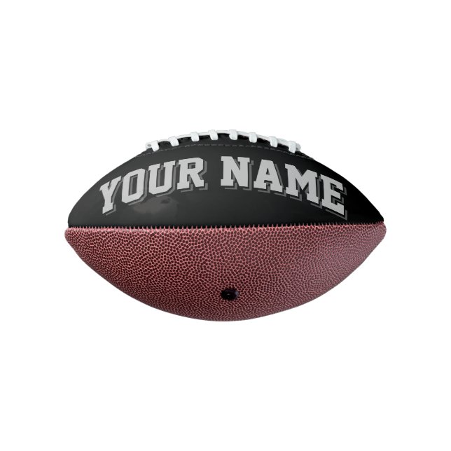 Mini BLACK SILVER AND DARK GRAY Personalized American Football (Rotated 270)