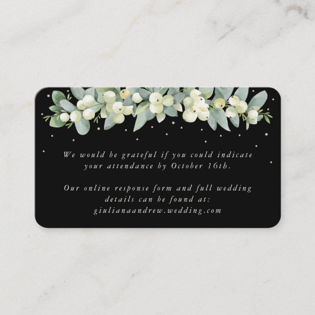 Mini Black Snowberry+Eucalyptus Online RSVP Enclosure Card (Front)
