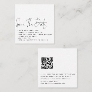 MINI Black White QR Code Wedding Save the Date Card
