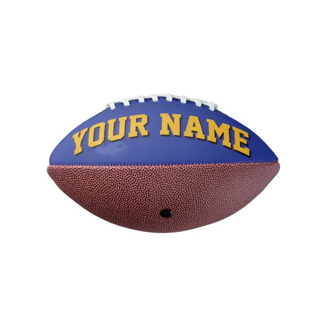 Mini BLUE AND GOLD Personalised Football American Football (Rotated 270)