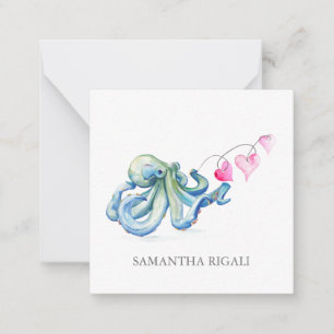 Mini Blue Octopus Valentines Day Cards