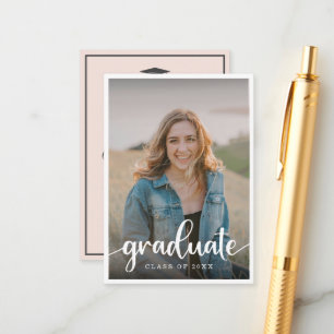 Mini Blush Beige Photo Graduation Invitation