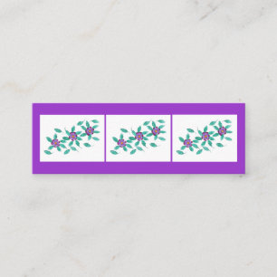 Mini Bookmark Cards, Purple Primrose Flowers Mini  Mini Business Card