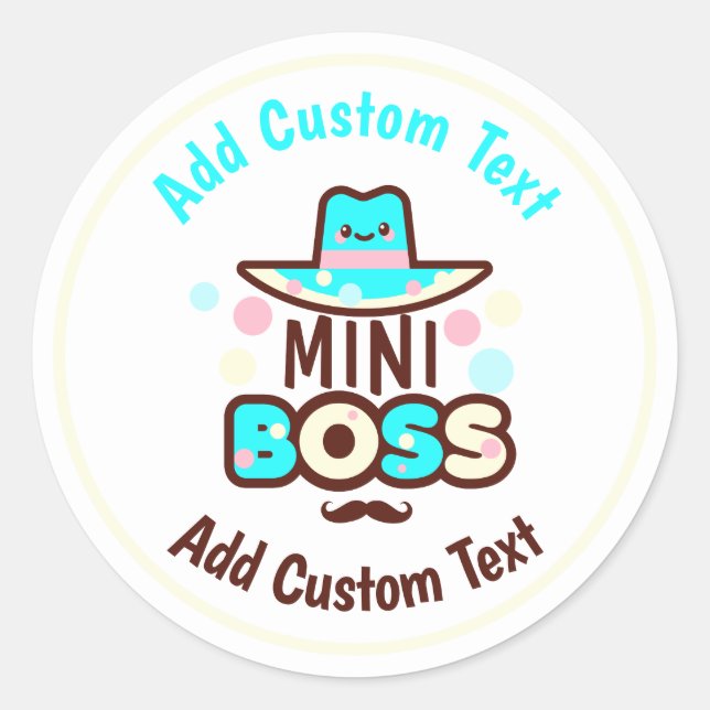 Mini-Boss Baby Boy Shower Custom Favour Classic Round Sticker (Front)