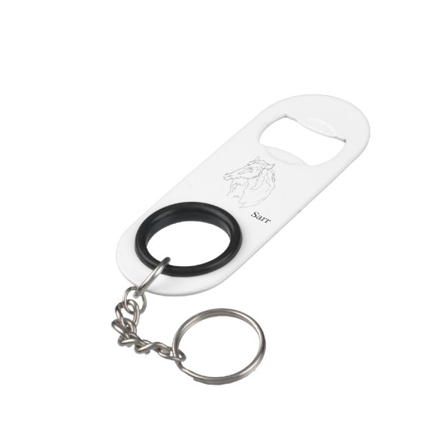 Mini Bottle Opener With Keychain  Horse On The Go (Back Angled)