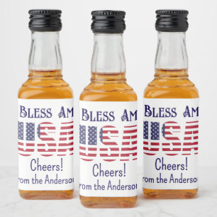 Mini Bottles USA Flag 4th of July Red White Blue Liquor Bottle Label