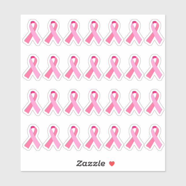 Mini Breast Cancer Awareness Pink Ribbon X 28 (Sheet)