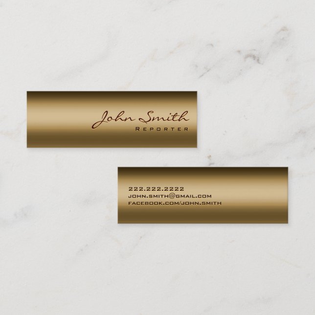 Mini Bronze Metal Reporter Business Card (Front/Back)