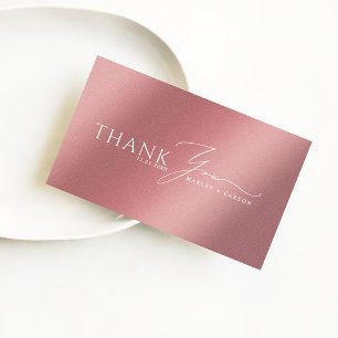 Mini Budget Modern Rose Gold Wedding Thank You Card