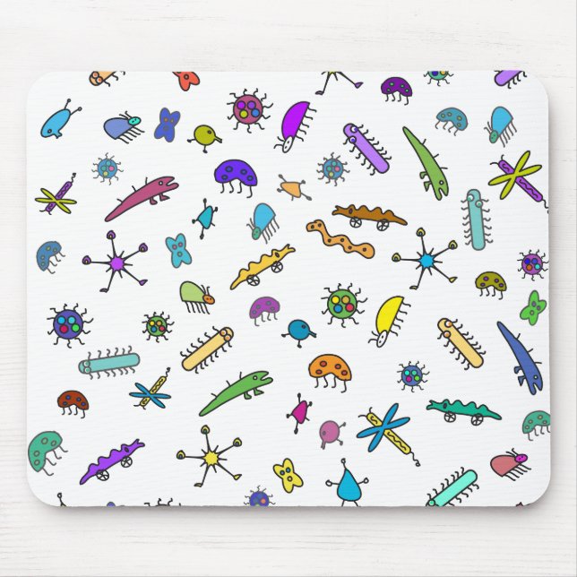 Mini Bugs and Mini Beasts Mouse Mat (Front)
