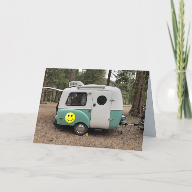 MINI CAMPER TRAILER HAPPY BIRTHDAY cards (Front)
