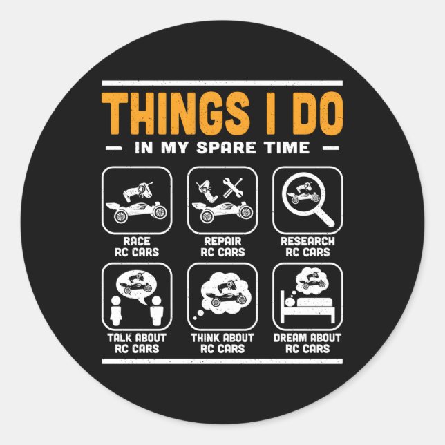 Mini Car Rc Car Enthusiast Things I Do In My Spare Classic Round Sticker (Front)