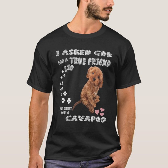 Mini Cavapoo Saying Mum, Cavadoodle Dad Print, Cav T-Shirt (Front)