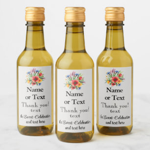 Mini Celebration Thank You Birthday Poppy Bouquet Wine Label