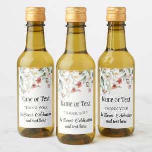Mini Celebration Thank You Still Life Floral Drop Wine Label