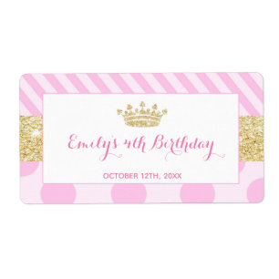Mini champagne bottle label princess birthday