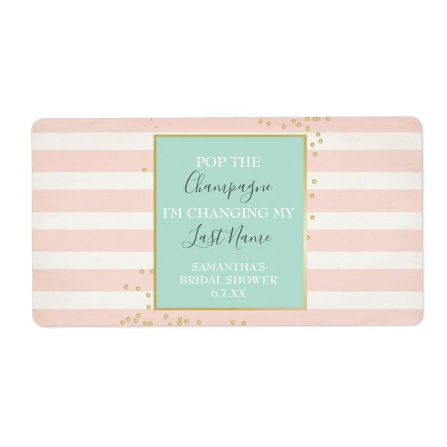 Mini Champagne Label Bridal Shower Favour (Front)