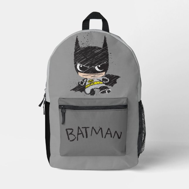 Mini Classic Batman Sketch Printed Backpack (Front)