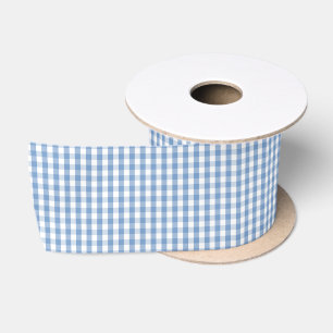 Mini Classic Pale Blue Pastel Gingham Check Patter Satin Ribbon