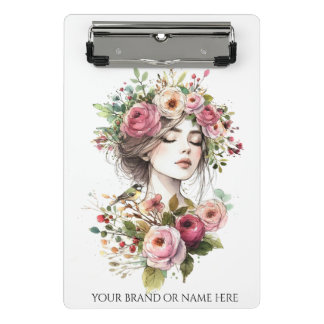 Mini Clipboard Women with Roses-Wreath