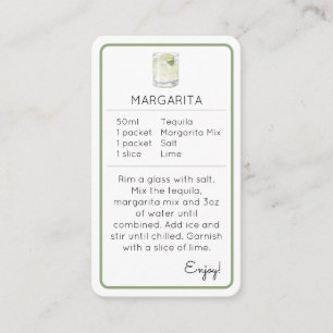 Mini Cocktail Kit Favour Recipe Card Margarita