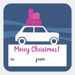 Mini Cooper Christmas Traffic Square Sticker
