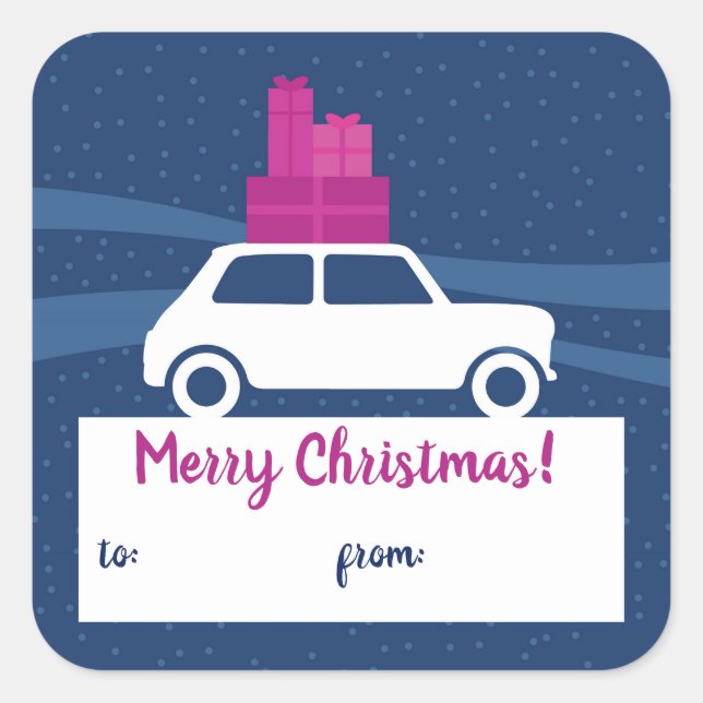 Mini Cooper Christmas Traffic Square Sticker (Front)