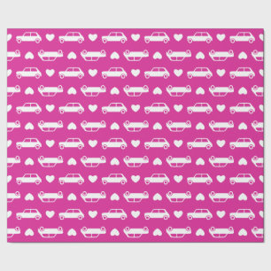 Mini Cooper Hearts - Bright Pink Wrapping Paper